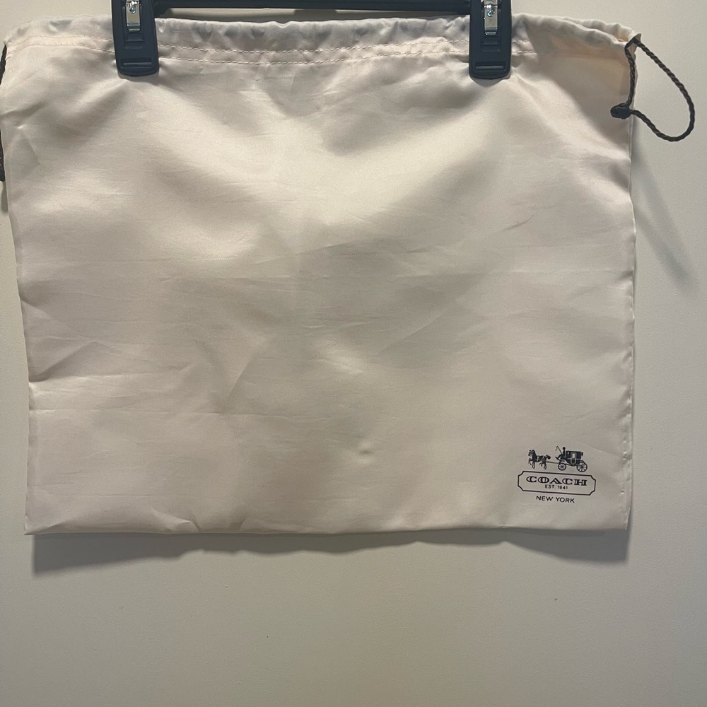 Coach Cream Logo Dust Pouch with Black Horse & Carriage Print 16x12.5